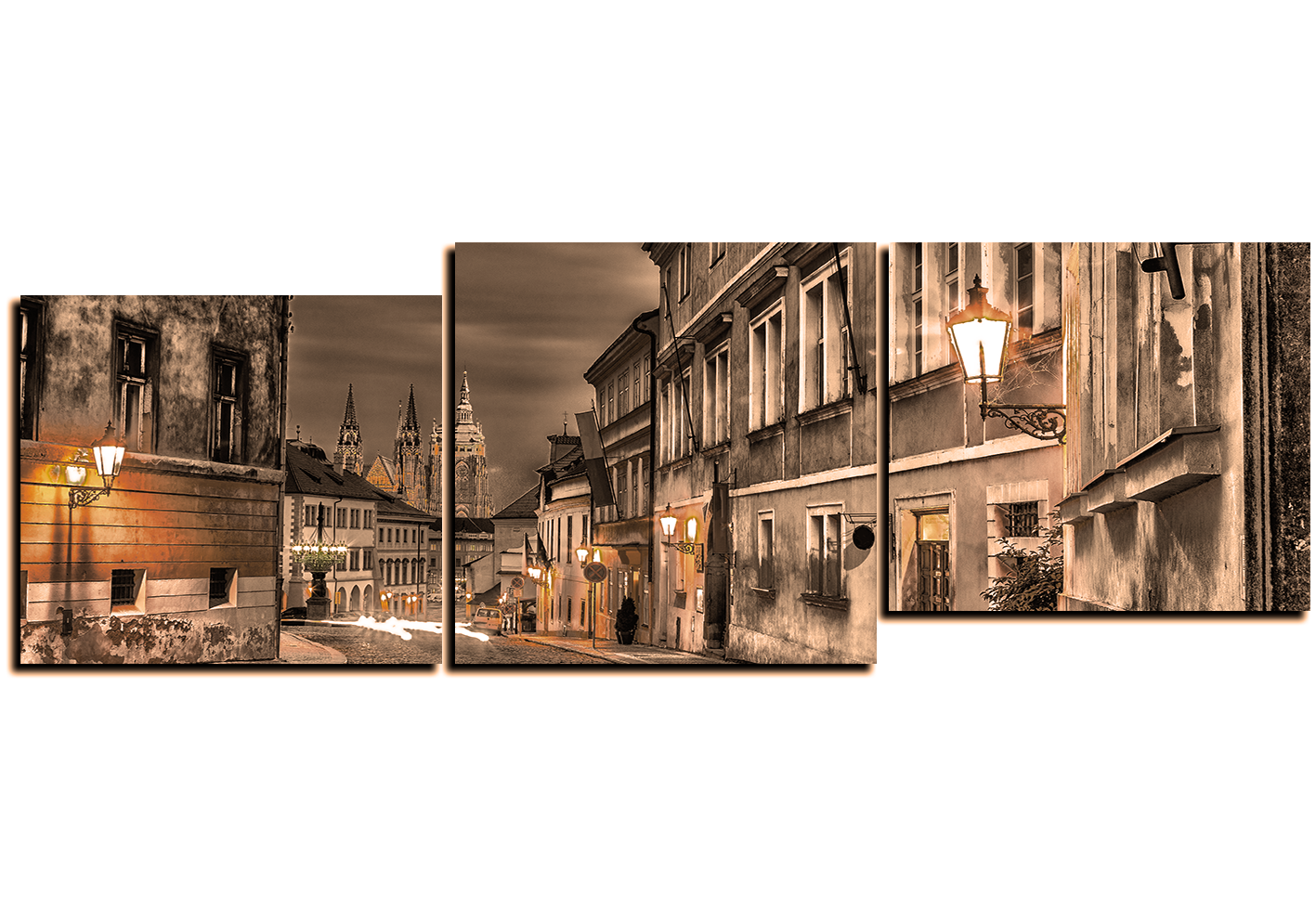 Obraz na plátně - Magické noční staré město - panoráma Obraz na plátně - Magické noční staré město - panoráma